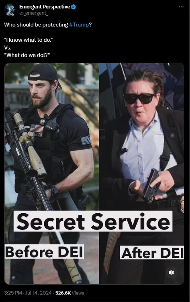 (Men Secret Service Agents--Before D.E.I. Women After D.E.I)